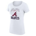 thumbnail image 2 of Women's G-III 4Her by Carl Banks White Atlanta Braves Super-Slim Fit Lightweight Team Logo Graphic T-Shirt, 2 of 5