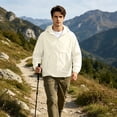 thumbnail image 5 of Sewkxo Men's Packable Rain Jacket Waterproof Lightweight Raincoat Rain Shell with Hood for Outdoor Hiking Golf Travel,Beige 3XL, 5 of 8