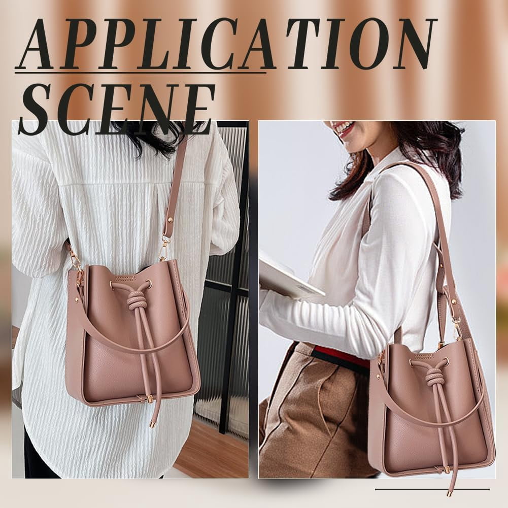 DIY Imitation Leather Bucket Bag Sewing Kit Women Tote Bag Making Set Imitation Leather Crossbody Shoulder Bag Making Material Accessories for DIY handcrafting
