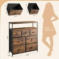 thumbnail image 3 of HYJY Dresser for Bedroom with 7 Drawers, Purple Dressers & Chests of Drawers, Dresser for Clothes Storage with Wooden Top and Metal Frame, Entertainment Center, Rustic Brown, 3 of 16