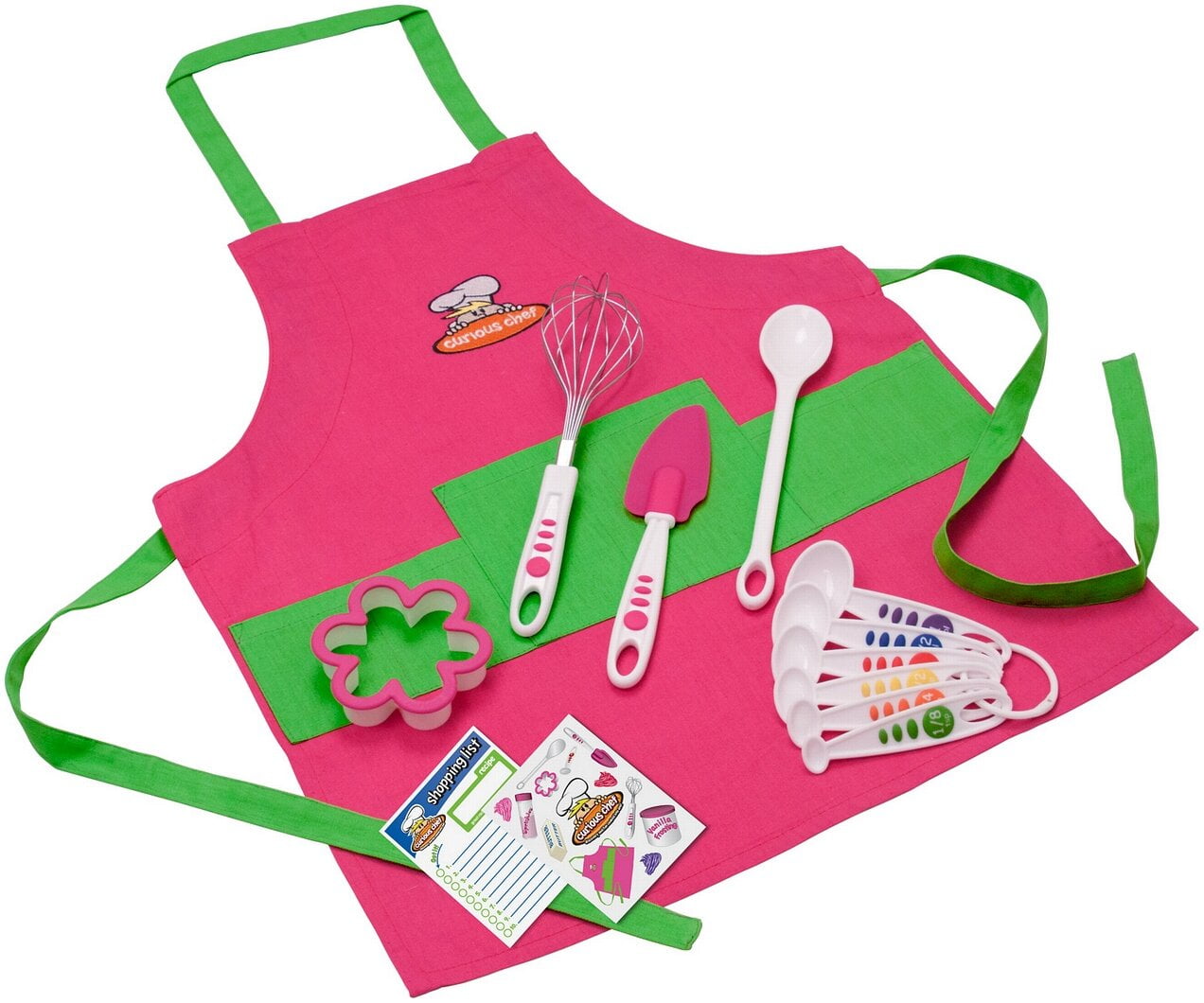 Curious Chef Chef Kit 11 Piece Green and Pink Set