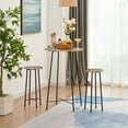 thumbnail image 2 of VECELO 3-Piece Bar Table Set with 2 Stools, Space Saving Round Pub Table Set for Breakfast Nook, Bistro, Dining Room, Kitchen, Maple Color, 2 of 9