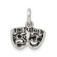 thumbnail image 3 of 925 Sterling Silver Oxidized Comedy Tragedy Face Charms 16x12mm Wide Pendant Necklace for Women, 3 of 4