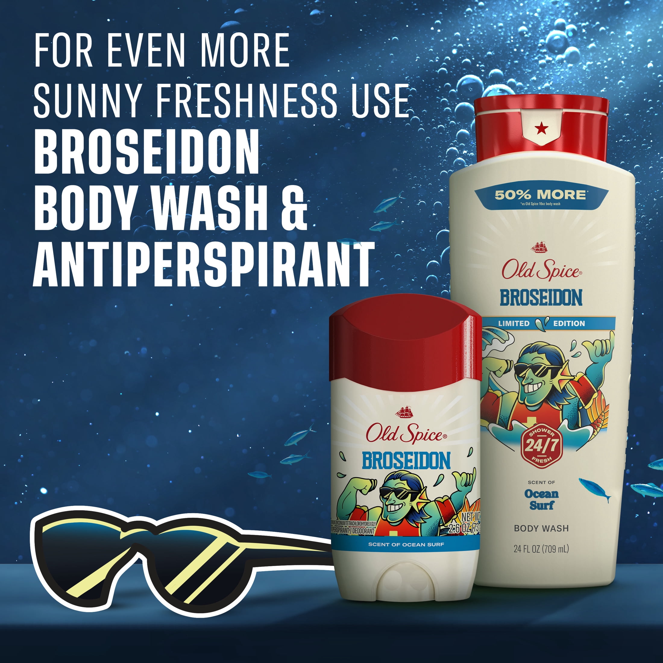 Old Spice Men's Antiperspirant, Broseidon, Scent of Ocean Surf, 2.6oz