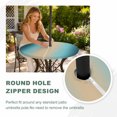 thumbnail image 4 of Round Outdoor Tablecloth with Umbrella Hole and Zipper, Turquoise Ombre Tablecloth with Elastic Waterproof, Modern Yellow Gradient Farmhouse Art Patio Table Covers for 55" - 60" Picnic Pool Tables, 4 of 9