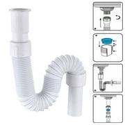 Universal Bathroom Basin/Shower Kitchen Sink Flexible Waste Pipe Trap Connector