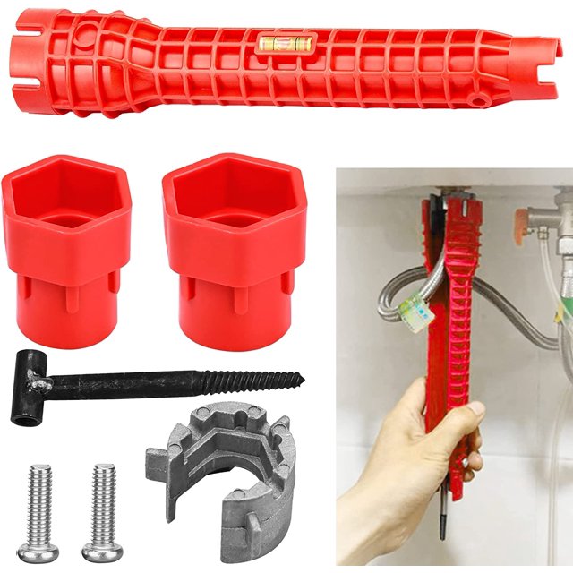 Llave para grifo de fregadero, llaves ajustables, herramienta de instalación de fregadero, llave para apretar el grifo, herramienta de reparación de tuberías, llave de doble cabeza, llave para frega