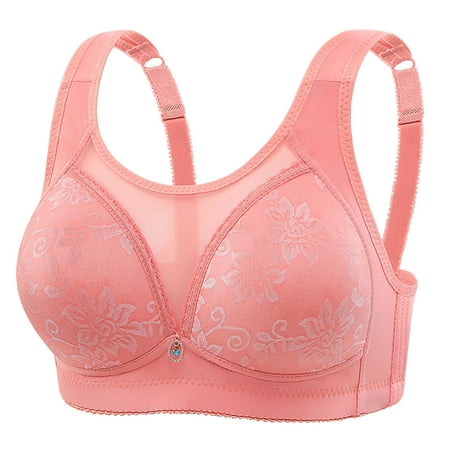 Gnurob Womens Push Up Bra Wireless Bralette Plus Size Brassiere Widen Band Bras Lightly Lined Cups Bralettes Cozy Breathable lingerie for Ladies Clearance Saving Watermelon Red X-Large