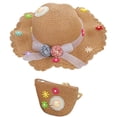 thumbnail image 1 of Sombrero de paja para mujer con circunferencia de 56-58 cm, sombrero de verano con cinta floral, sombrero protector solar y conjunto de bolsa de paja, 1 of 5