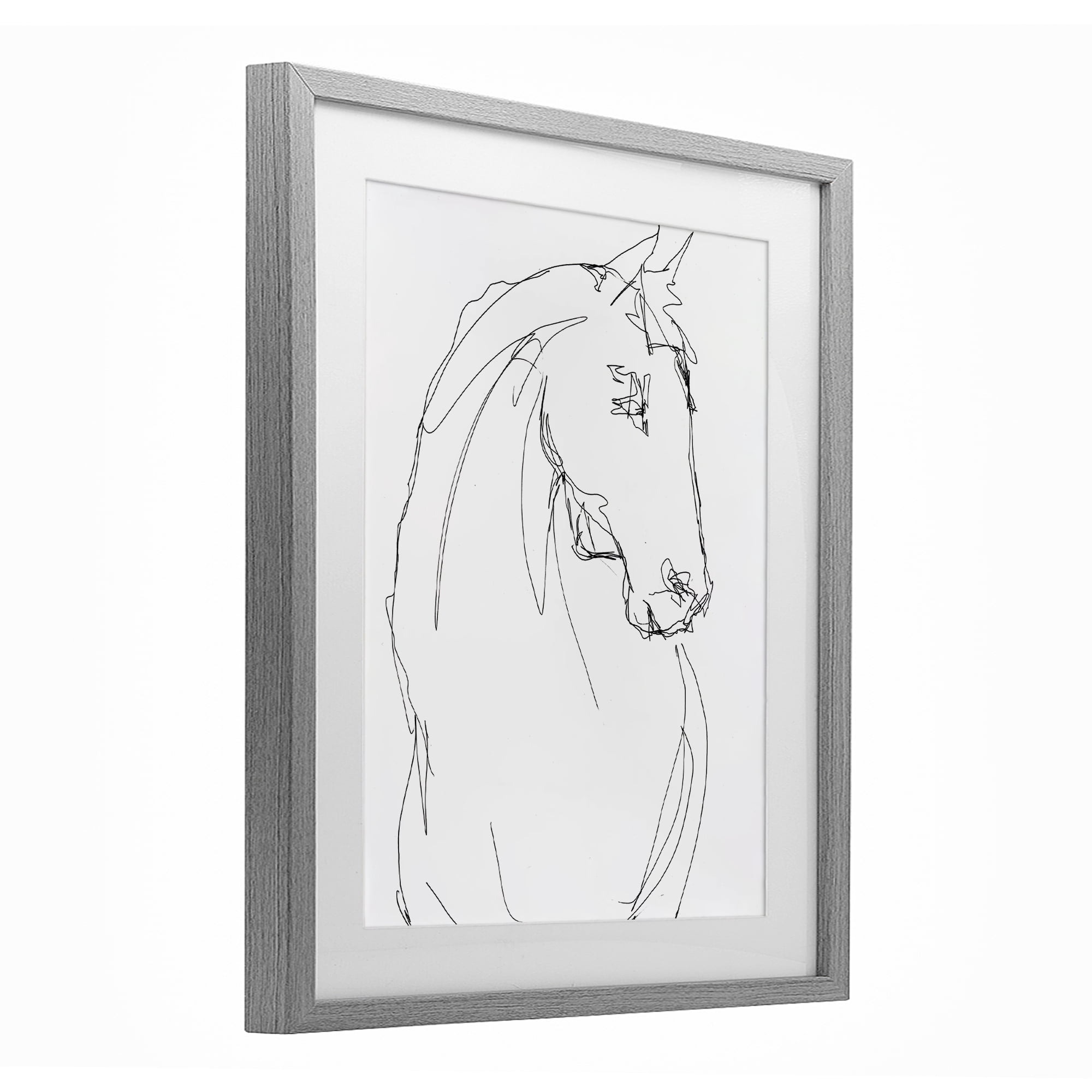 Stupell Industries Sketched Horse Contour Gray Framed Print Under Glass, design by Lorenzo Collective