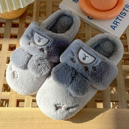 

CoCopeaunt Women Home Cotton Slippers Indoor House Shoes Warm Plush Slipper Cute Fluffy Fur Sheep Plush Slippers Couple Cotton Slippers