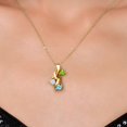 thumbnail image 3 of Gem Stone King 18K Yellow Gold Plated Silver Green Peridot and White Moissanite and Swiss Blue Topaz Pendant for Women (1.47 Cttw, Gemstone August Birthstone, Heart Shape 5MM, 18 inch Chain), 3 of 6