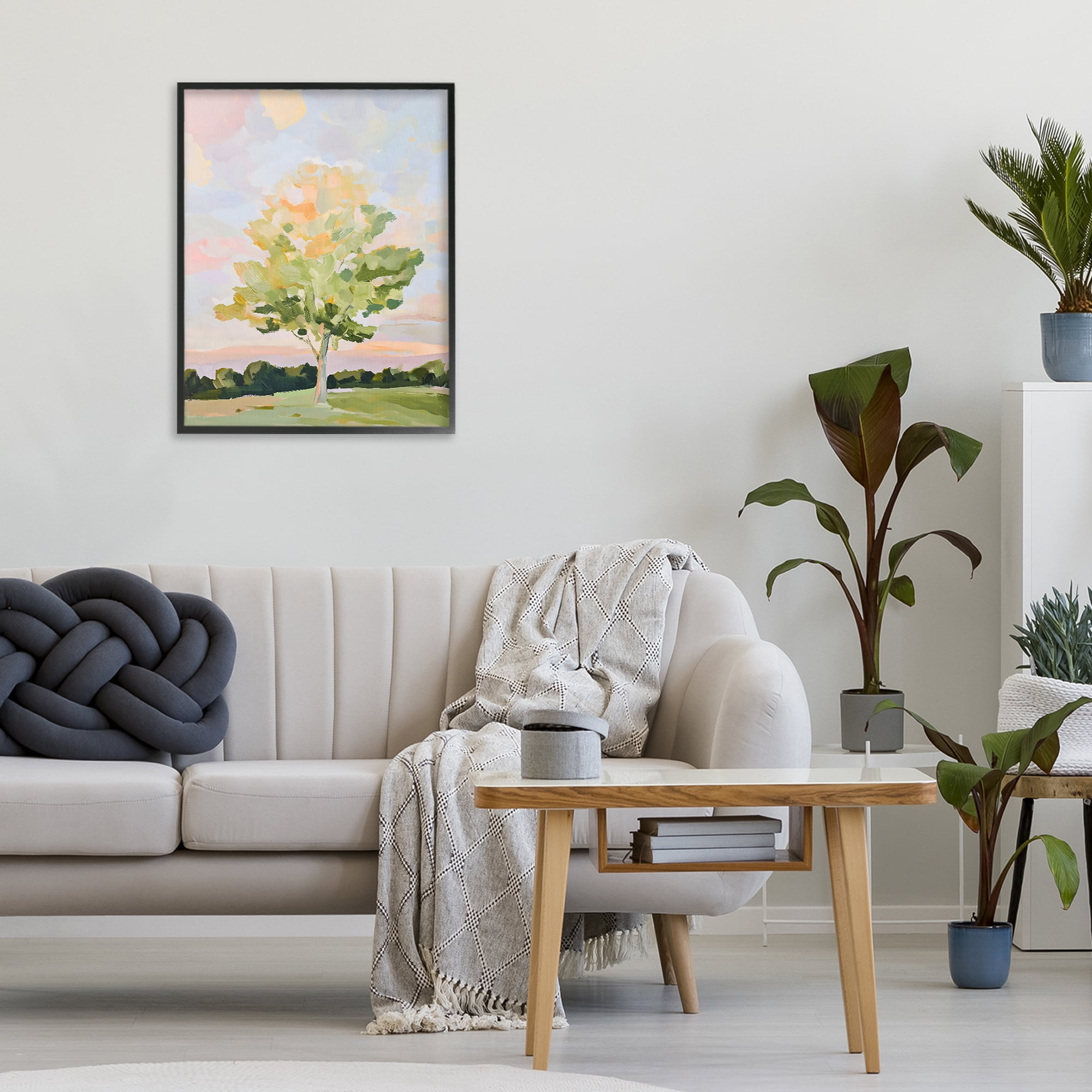 Stupell Industries Sunlit Tree Landscape Impression Black Framed Giclee Art, design by The Prints Vibe