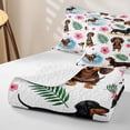 thumbnail image 4 of Homewish Cartoon Dachshund Quilt Full,Ocean Wave Full Bedspread Sets,White,Hibiscus Flowers Decor,3 Pieces, 4 of 7
