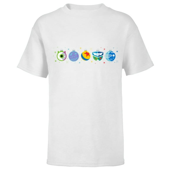 Disney and Pixar Holiday Character Christmas Ornaments - Short Sleeve T-Shirt for Kids - Customized-White