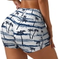 thumbnail image 2 of Xecao Retro Coconut Tree Print Workout Shorts for Women Soft Smooth Gym Yoga Scrunch Active Tennis Workout Running Shorts, 2 of 9