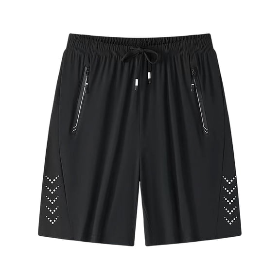 hlysgo Quick Dry Short for Men Lightweight Breathable Comfort Cozy Short Summer Workout Running Yoga Short with Zipper Pockets Black,4xL
