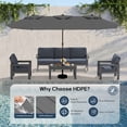 thumbnail image 4 of SERWALL Outdoor Patio Furniture Set, 6-Piece HDPE Outdoor Sofa Set Patio Conversation Set, Grey Frame with Grey Cushions, 4 of 10