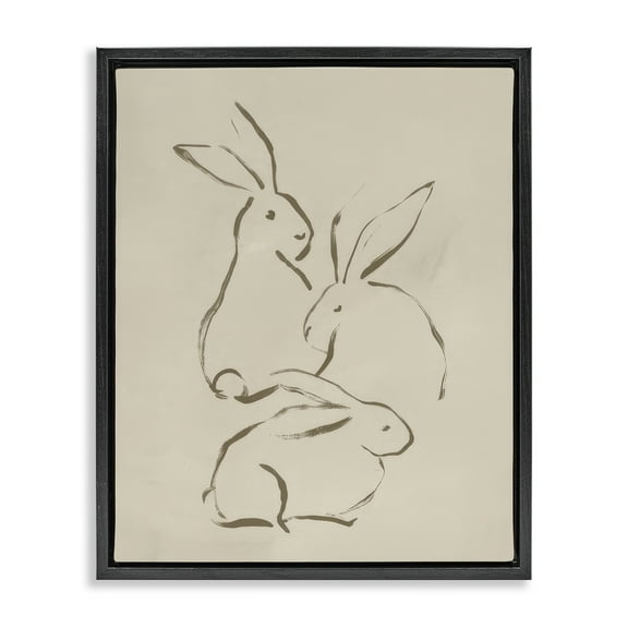 Stupell Industries Earthtone Bunny Sketch Animals Drawing Black Floater Framed Canvas Art Print Wall Art, 17 x 21