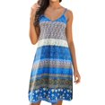 thumbnail image 1 of Gibobby Vestido casual de verano para mujer Vestido veraniego bohemio para mujer, vestido informal de verano, cuello redondo, sin mangas, vestido sin mangas, v(Azul,M), 1 of 5