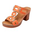 thumbnail image 5 of Rokment Womens Platform Chunky High Heels Dressy Slip on Sandals 2026 Summer Comfortable Trendy Casual Geometric Hollow out Heeled Slides Orange Size 6.5, 5 of 6