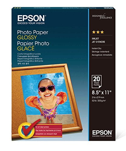 Photo 1 of Epson Glossy Photo Paper 8.5 x 11 Inches 20 Sheets per Pack (S041141)