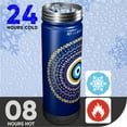thumbnail image 6 of Millenti Water Bottle Blue Spout-Lid - 26oz Vacuum Insulated, Stainless Steel Circle-of-Protection Bottle (Tranquility Gold on Blue) WB0426GD, 6 of 8