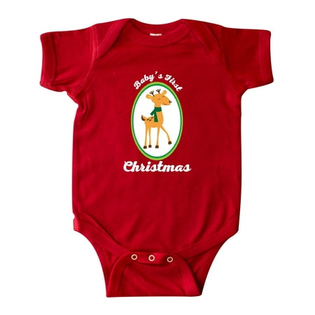 

Inktastic Babys First Christmas Reindeer Gift Baby Boy or Baby Girl Bodysuit