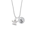 thumbnail image 2 of Delight Jewelry Silvertone White Ghost Silvertone Script Initial Disc - S - Charm Necklace, 20"+3", 2 of 4