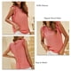 thumbnail image 5 of Mujeres blusa ruffle manga redonda Masajeadores de cuello punto jacquard casual señora verano Top para el trabajo del partido compras rosa oscuro S, 5 of 6