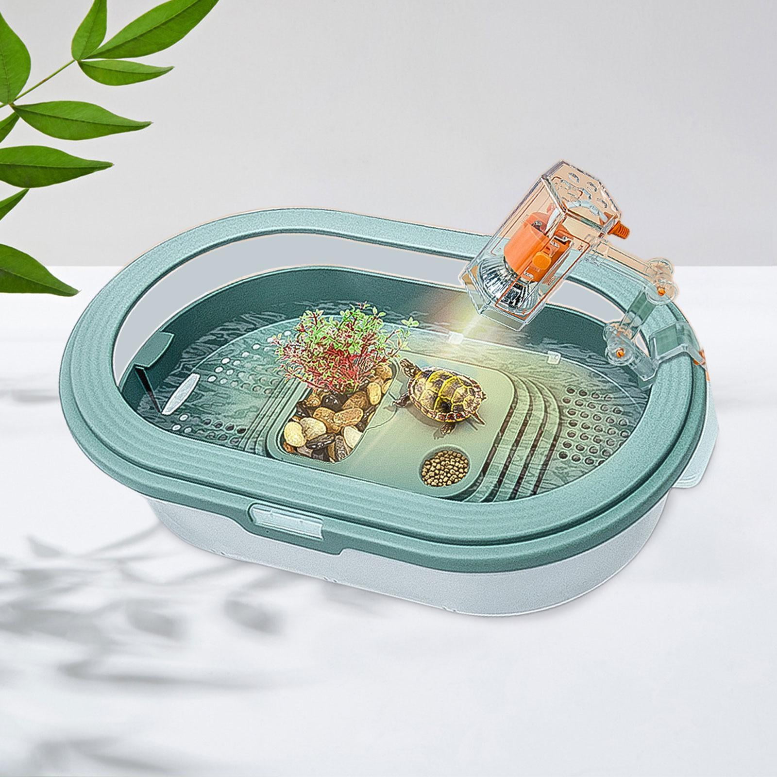 Serenable Turtles Tank Aquarium Turtle Habitat Feeding Box Amphibians Indoor Decor Frog Tortoises Case Hatching Area Reptile Habitat L