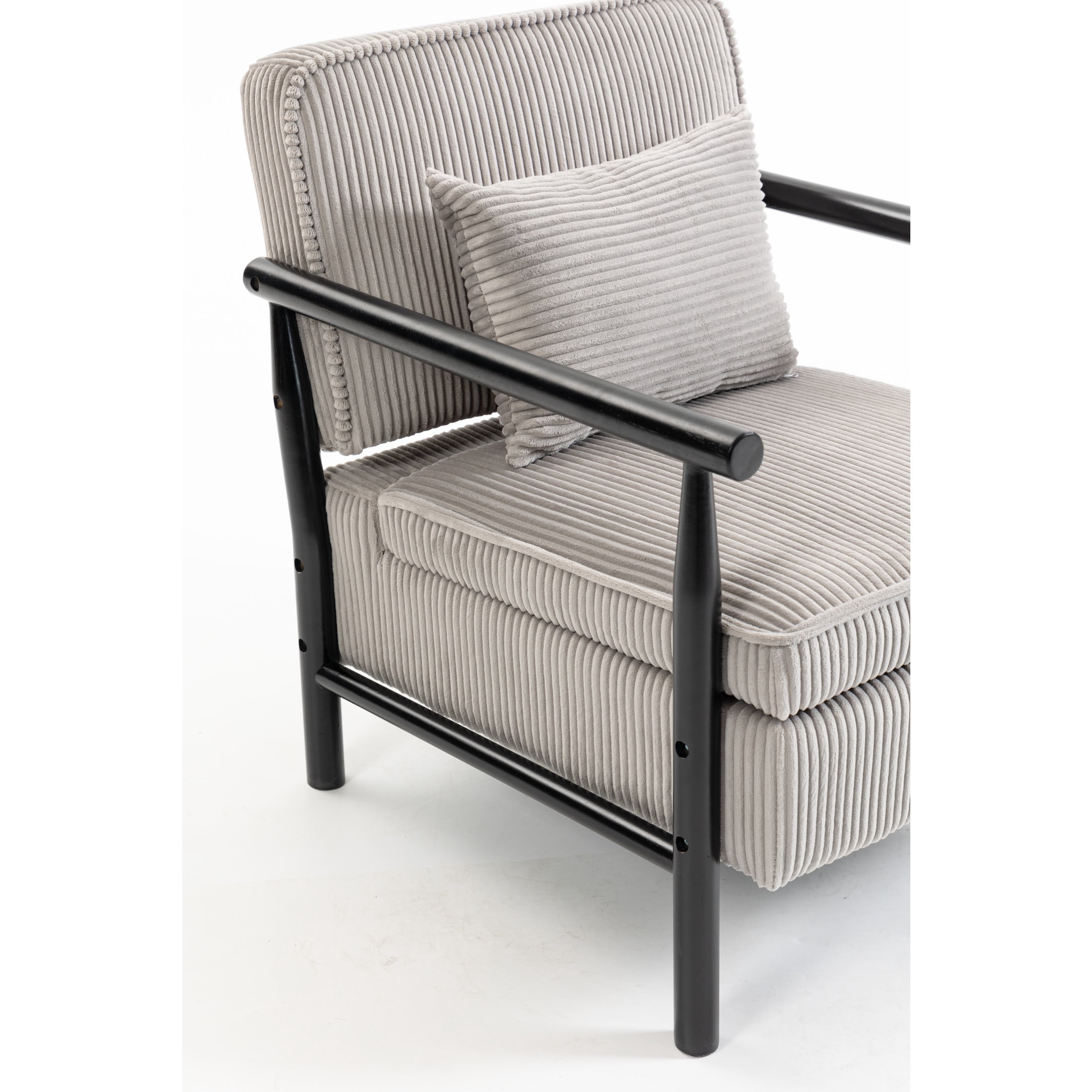 GDF Studio Almere Mid-Century Modern Accent Chair with Under-Seat Storage, Corduroy Reading Armchair, Grey