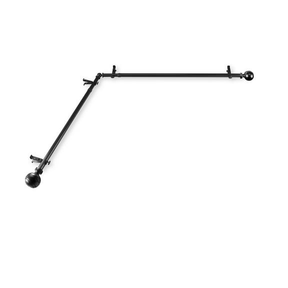 Domovina Phoebe 13/16" Corner Window Single Curtain Rod-Color:Black,Size:66"-120"