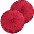 thumbnail image 3 of 2 PCS Pumpkin Pleated Round Throw Pillows for Chair Sofa Home Decor (Red), 3 of 11