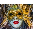 thumbnail image 2 of Perry, William 24x19 Gold Ornate Wood Framed with Double Matting Museum Art Print Titled - White golden Venetian mask feathers-Venice-Italy-Used since 1200s for Carnival-Also used for Mardi, 2 of 4