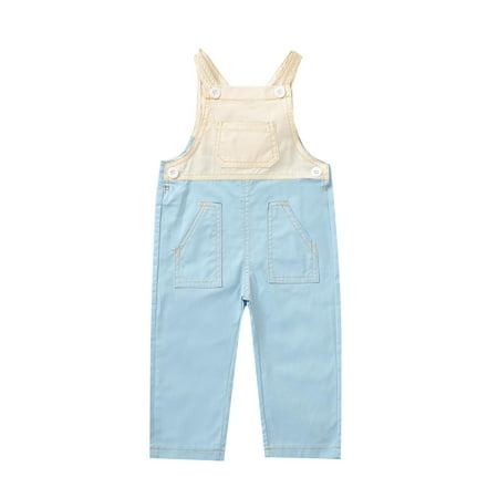

Dadaria Toddler Sweatpants 6M-4Y Toddler Kids Baby Boys Girls Sleeveless Pocket Jumpsuit Straps Pants Clothes Blue 90 Toddler