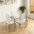 thumbnail image 5 of Ktaxon Glass Dining Table Set for 4, Kitchen Table Set & 4 PU Padded Chairs, Dining Room Set for Dinner, White, 5 of 8