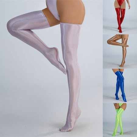 Pantyhose Womens Stockings Solid Color Tight Pantyhose Breathable Comfortable Glossy High Knee Hosiery Lingerie Coffee YIWEI