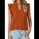 thumbnail image 2 of Blusas de para Mujer, Elegantes, Informales, con Mangas con Volantes, Cuello en V, Plisadas, para Negocios, de Verano Naranja y Rojo XXL, 2 of 9