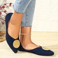 thumbnail image 5 of Miluxas Women’s Pointed Toe Ballet Flats, Gold Round Metal Accent Slip On Shoes, Soft Cushioned Casual office Dress Flats Navy 9(43), 5 of 8