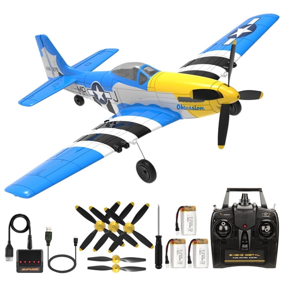 Avión de control remoto ANTSIR P51 Mustang de 4 canales con giroscopio de 6 ejes