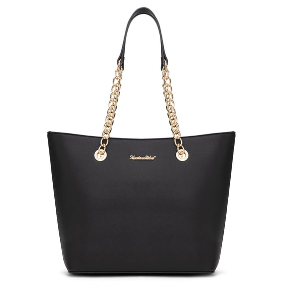 Montana West Tote Bag for Women Chain Top-handle Handbags, Black