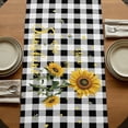 thumbnail image 5 of Table Runners 72 Inches Long Dress Scarves, Sunflowers Farmhouse Kitchen/Dining Table Runner, Coffee Tablerunners, Spring Summer Bees Floral Black Plaid 18x72 Inch, 5 of 9