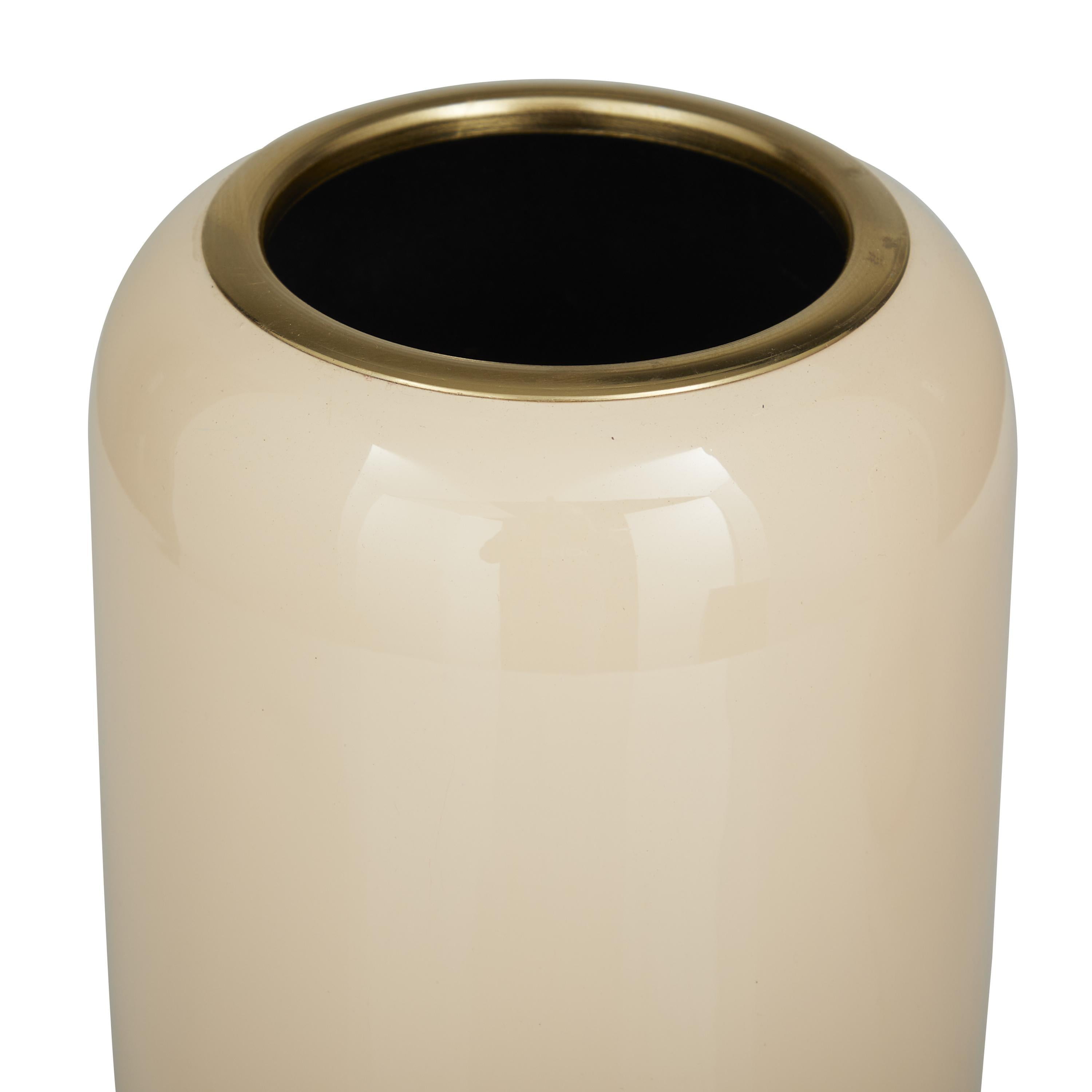 DecMode 13", 11"H Cream Metal Vase, Set of 2