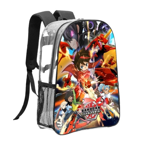 Bakugan-theme Clear Backpack Heavy Duty Transparent Bag See Through Bookbag for Work, Sport, College, Travel12.2“X16.9"(31X43cm)