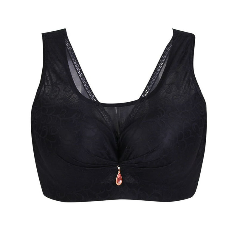 Zuwimk Bras For Women Push Up,Wide Strap Bra Plus Size Full Coverage  Underwire Support Black,42D