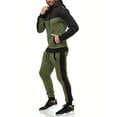 thumbnail image 7 of AWARDER Men's Winter 2-Piece Tracksuit, Colorblock Long Sleeve Zipper Hoodie and Jogger Sweatpants, Warm Fleece Casual Set For Cold Weather Lounging,Army Green,L, 7 of 7