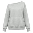 thumbnail image 6 of XINXIAOO Boatneck Sweatshirts for Women Trendy Pullover Tops Long Sleeves Vintage Spring Fall Tops, 6 of 7