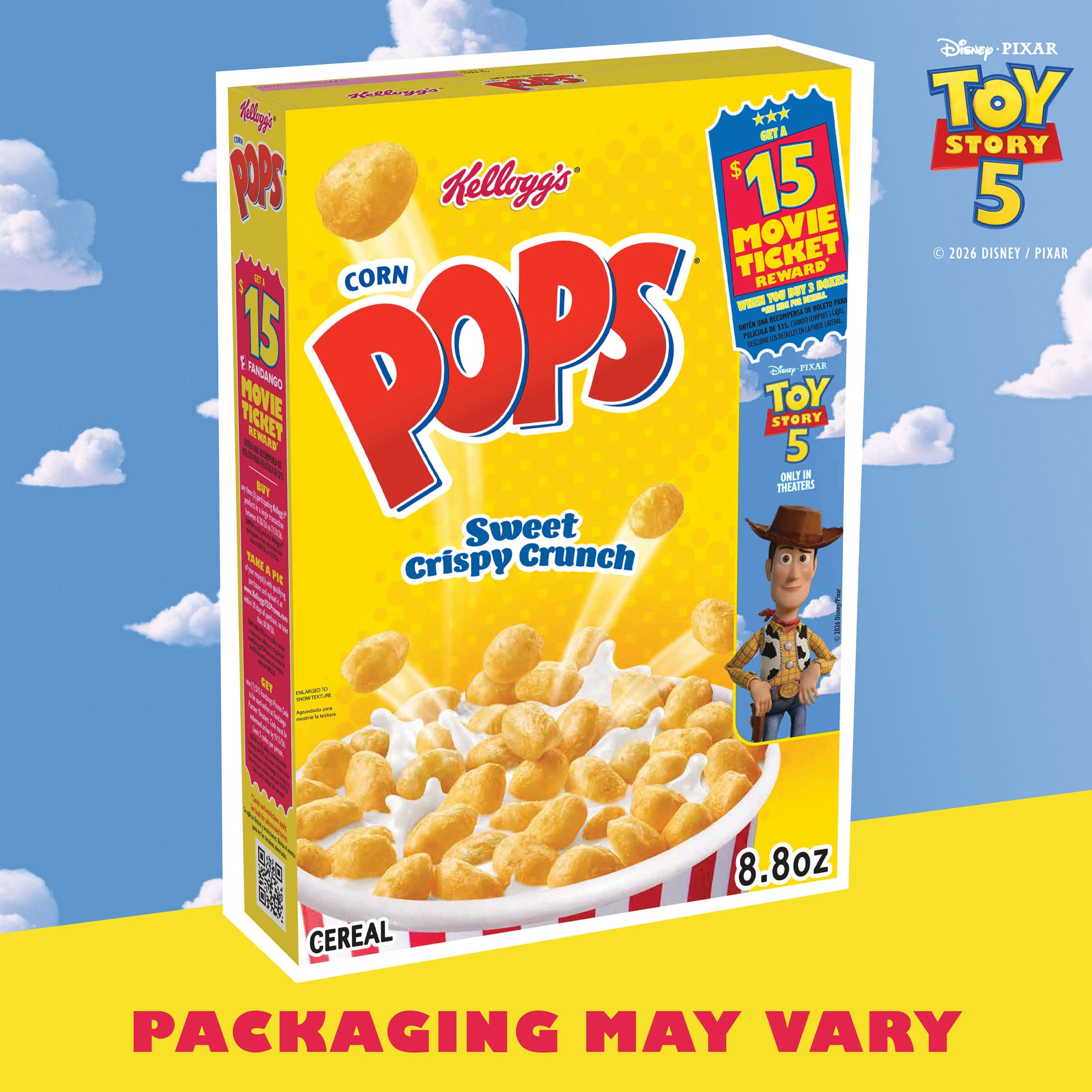 3 pack) Kellogg's Corn Pops Original Breakfast Cereal, 8 Vitamins