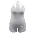 thumbnail image 5 of DuoJiaJ Women's Plus Size Lace Trim Pajama Set Short Sleeveless Top & Shorts 2 Piece Sleepwear Set Women's Short Sleeve Pajama Set Cotton Summer Grey, 5 of 5